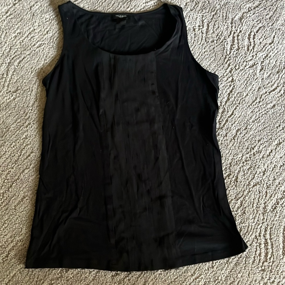 Ann Taylor lightweight black tank with pleated insert on front.  Very cute.  EUC